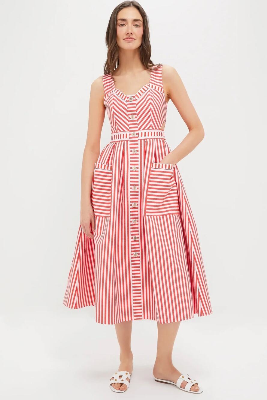 Hunter Bell Poppy Stripe Cosi Midi Dress size 8